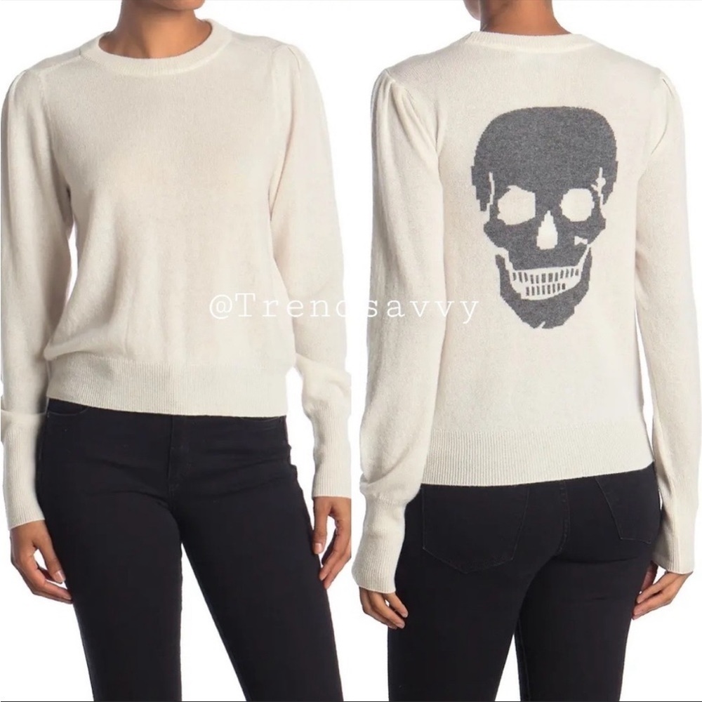 Skull Cashmere Madison Skull 100% Cashmere Sweater Gray XS Soft Luxury NWT